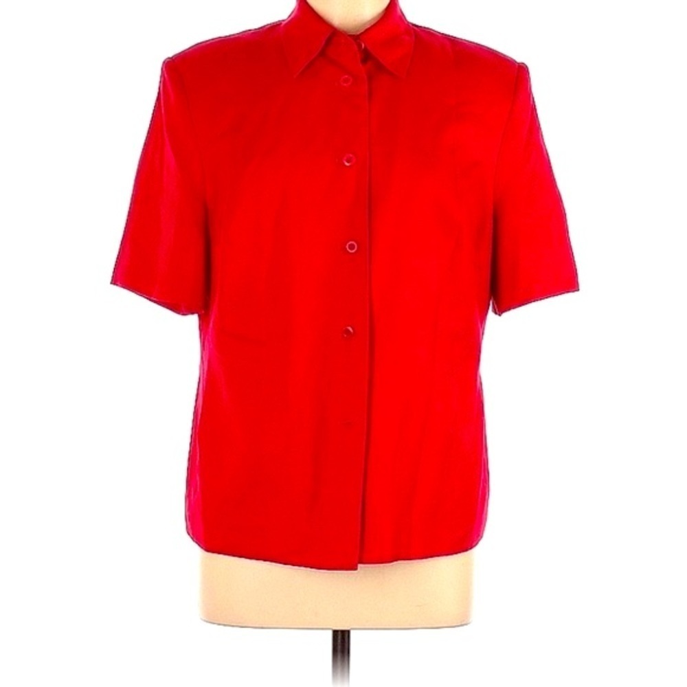 Nygard Collection Fire Red Sz 12 Shacket Linen Rayon Lined Front Buttons